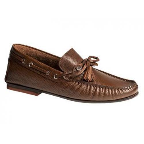 Bacco Bucci "Arena" Cognac Genuine Calfskin With Tassel & Bow Moccasin Loafer Shoes